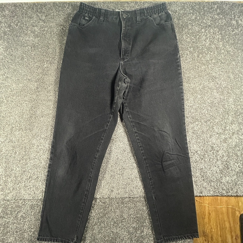 Vintage Lee Jeans Side Elastic Waist High Waisted Mom Denim 80's Tapered Leg USA